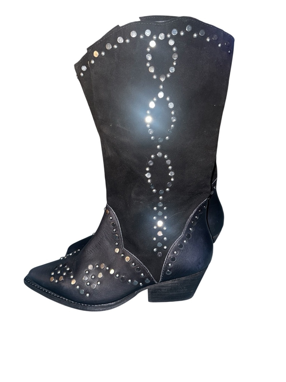 Free People Joelton Studded Western
Boots Black Suede Leather Size 36.5. - Picture 8 of 12